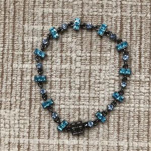 Givenchy Pewter Bracelet with Light Blue Stones
